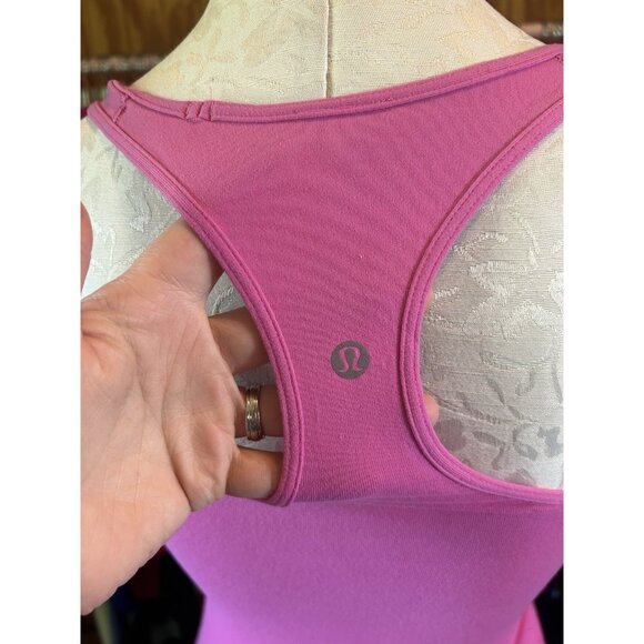 LULULEMON Racerback Tank Solid Pink Knit Stretch Size 4?? Active Barbie - Picture 5 of 6
